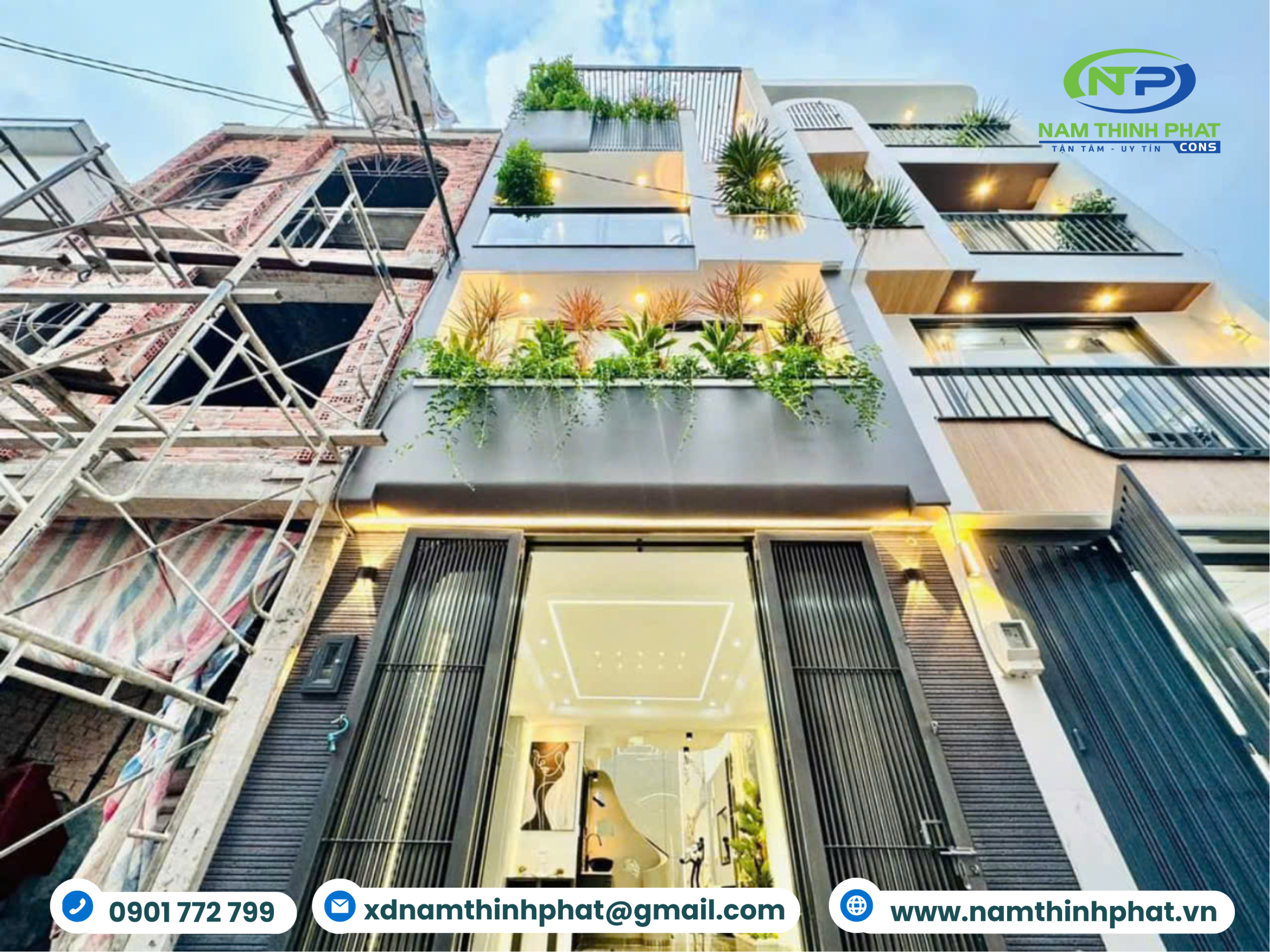 Nam Thịnh Phát Thiết Kế Thi Công Nội Thất Nhà Phố Phong Cách Tối Giản Kết Hợp Phong Cách Địa Trung Hải