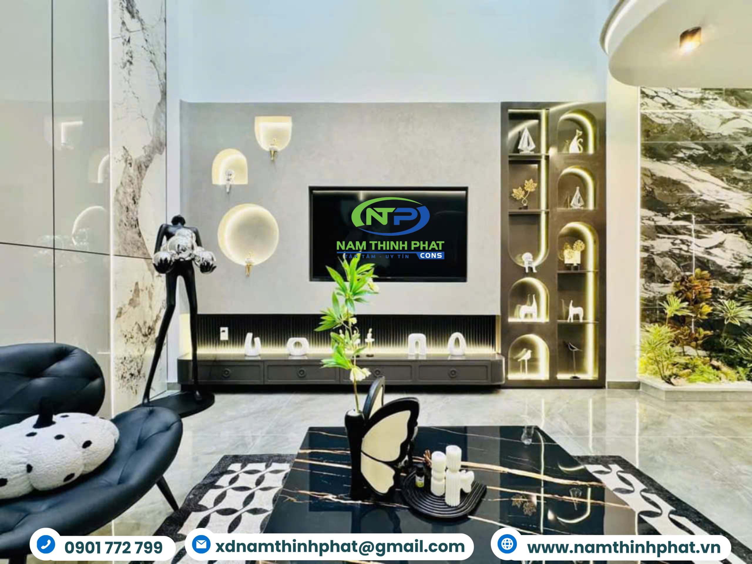 Nam Thịnh Phát Thiết Kế Thi Công Nội Thất Nhà Phố Phong Cách Tối Giản Kết Hợp Phong Cách Địa Trung Hải