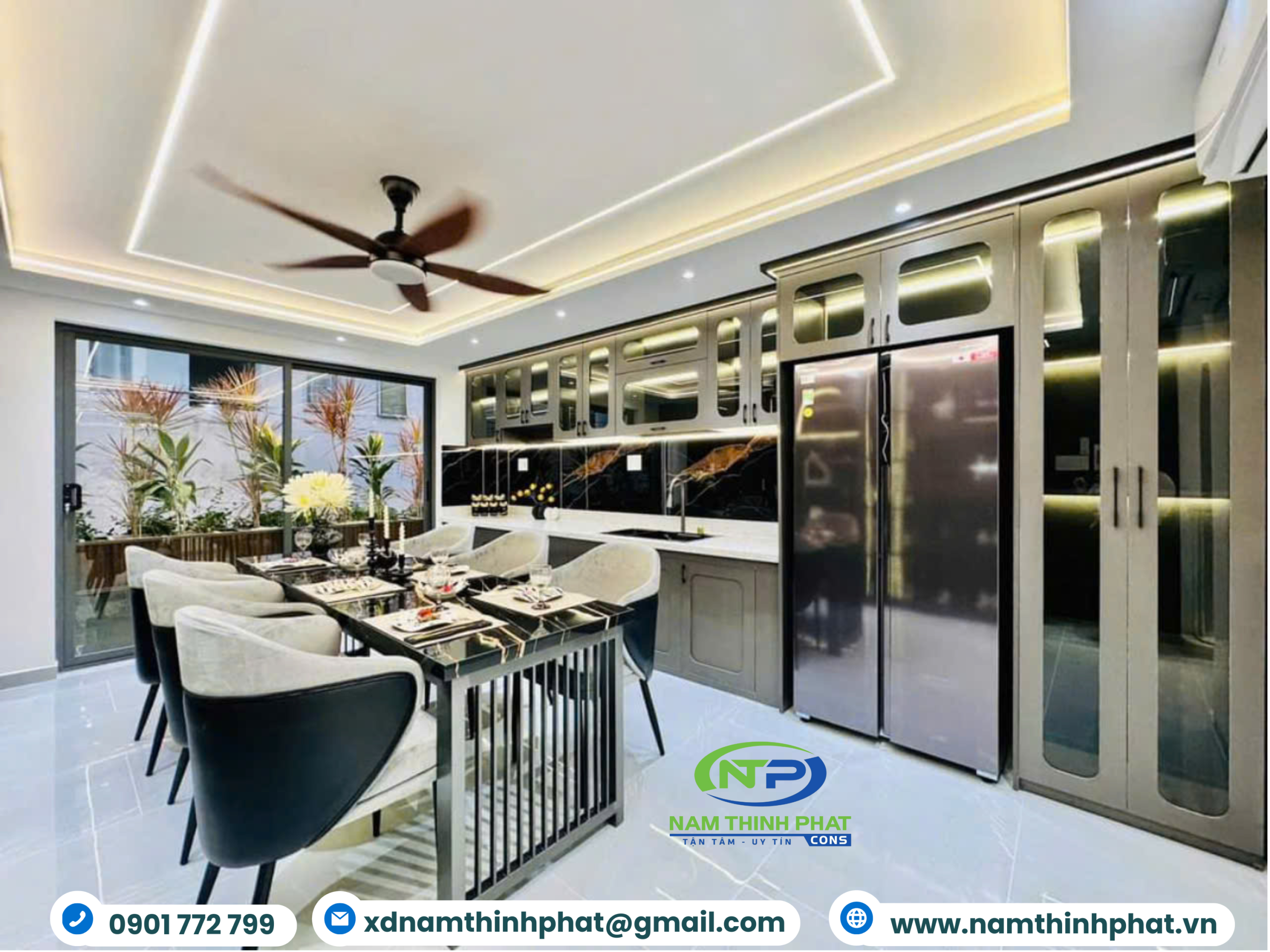 Nam Thịnh Phát Thiết Kế Thi Công Nội Thất Nhà Phố Phong Cách Tối Giản Kết Hợp Phong Cách Địa Trung Hải