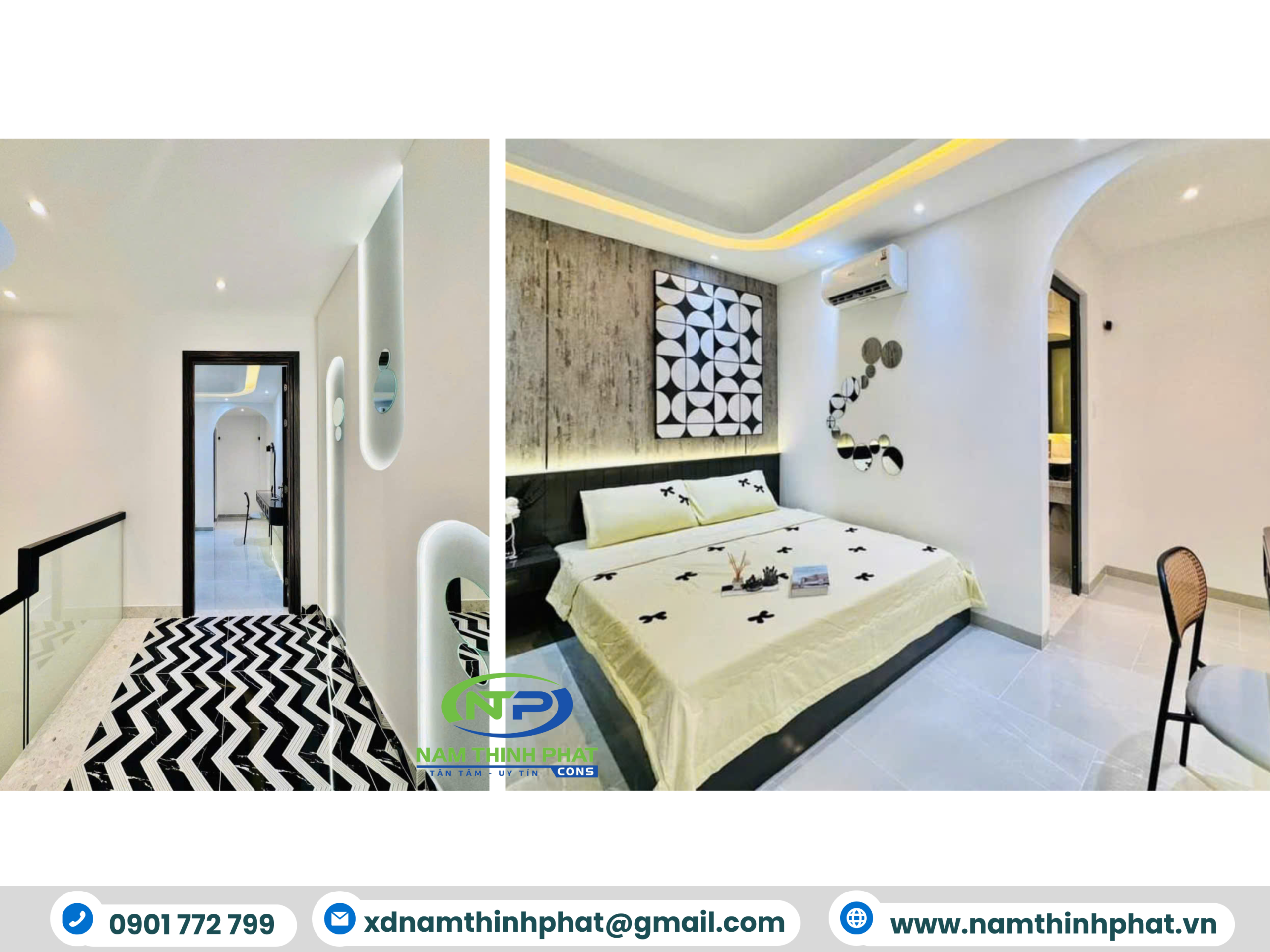 Nam Thịnh Phát Thiết Kế Thi Công Nội Thất Nhà Phố Phong Cách Tối Giản Kết Hợp Phong Cách Địa Trung Hải