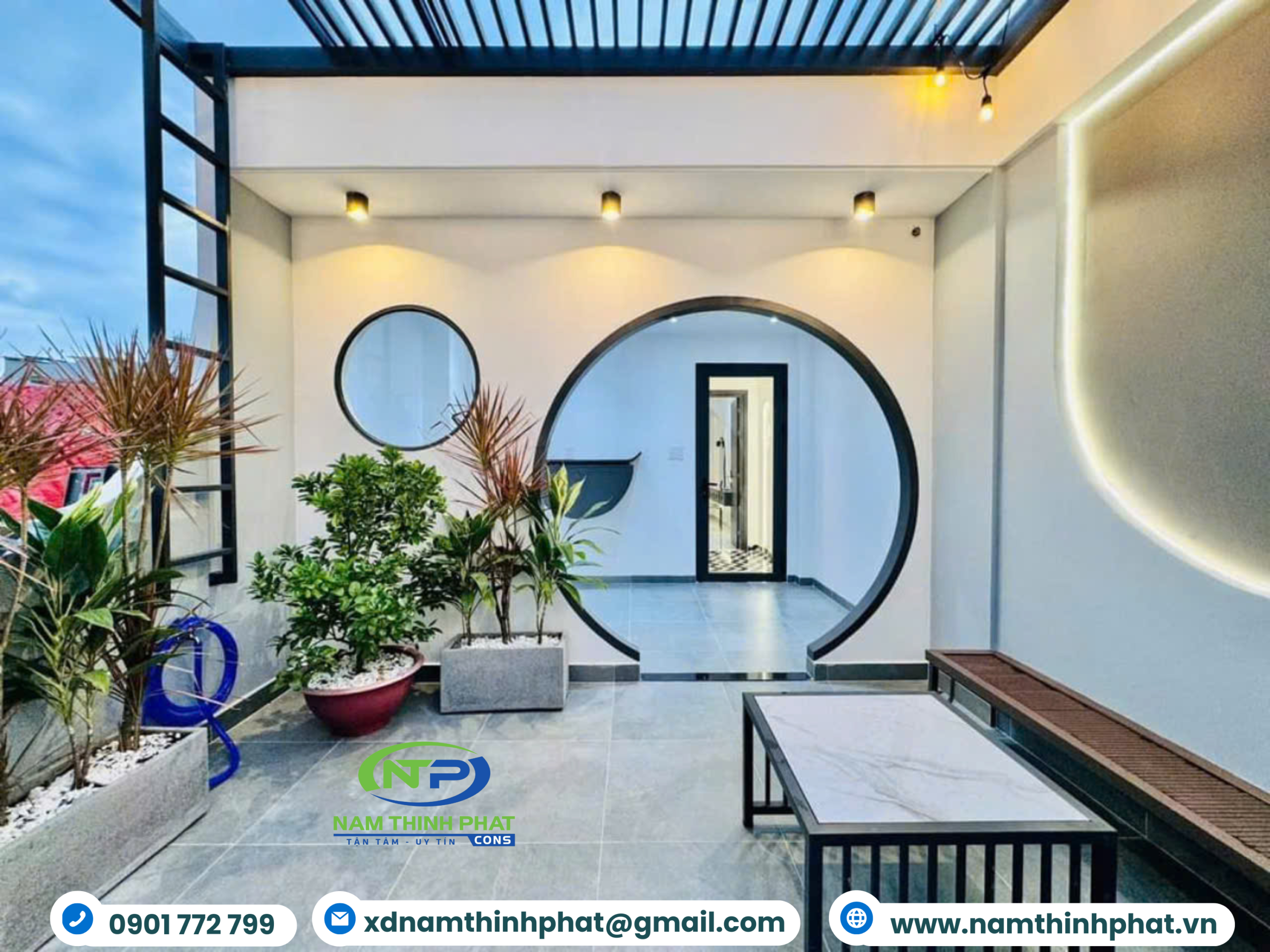 Nam Thịnh Phát Thiết Kế Thi Công Nội Thất Nhà Phố Phong Cách Tối Giản Kết Hợp Phong Cách Địa Trung Hải