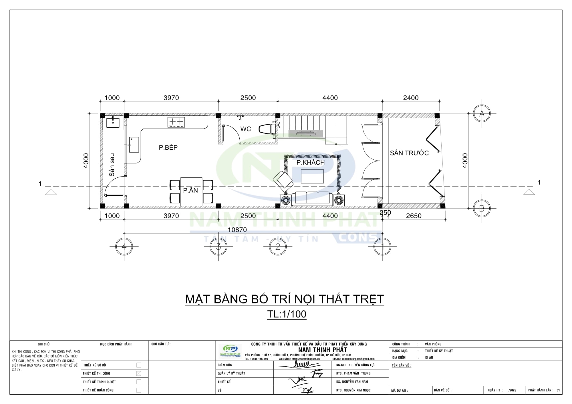 thi công trọn gói nhà 1 trệt 2 lầu