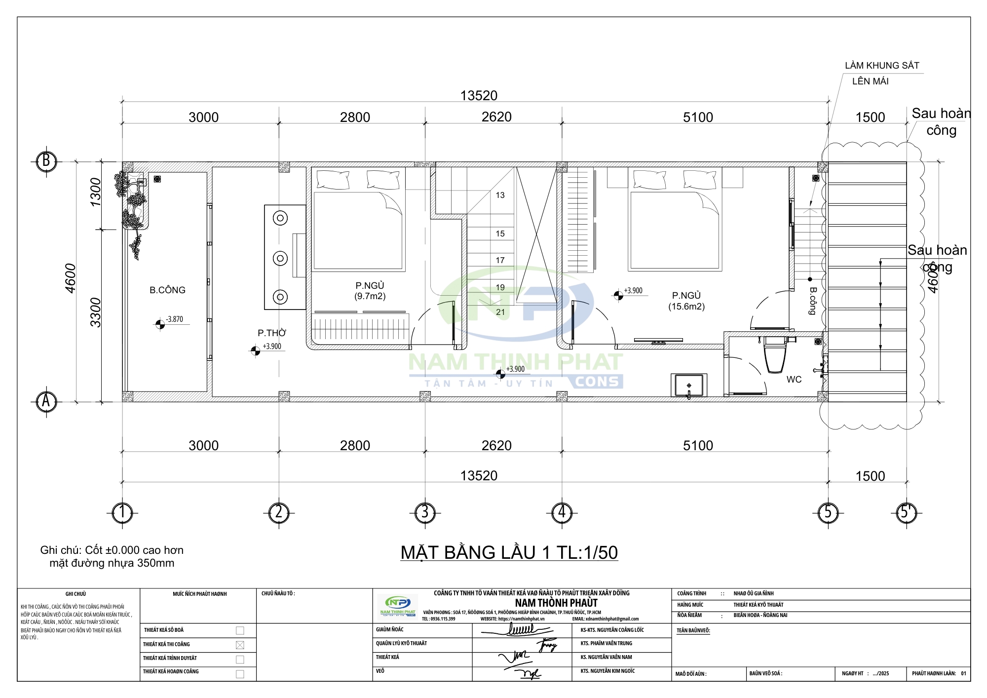 thi công nhà 1 trệt 1 lầu biên hòa