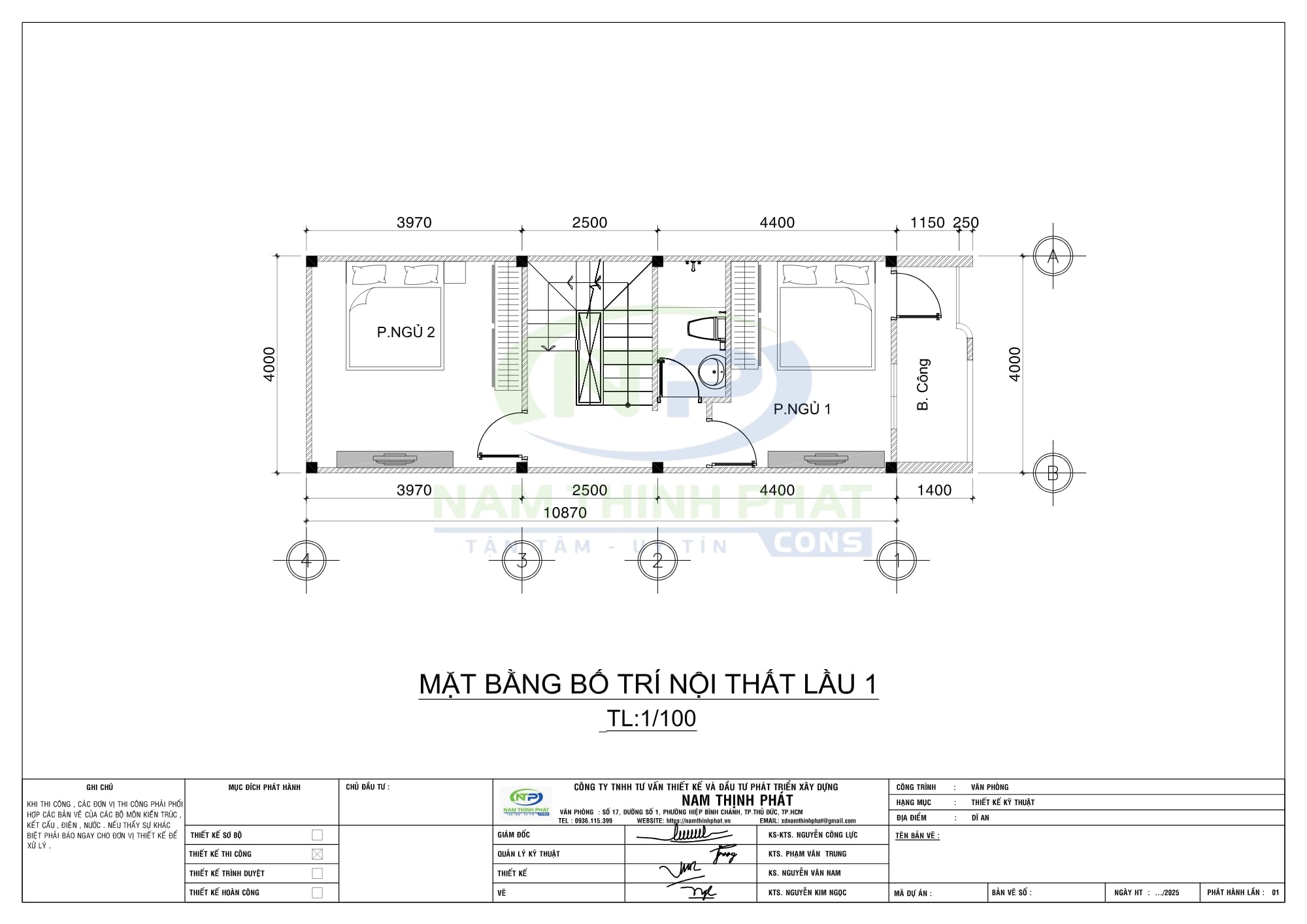 thi công trọn gói nhà 1 trệt 2 lầu