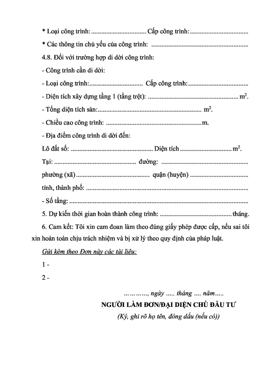 hồ sơ xin cấp phép xây dựng nhà ở